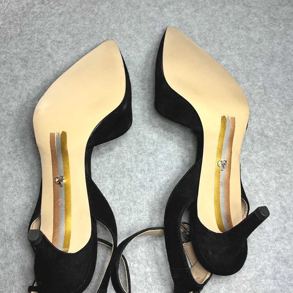 Sam Edelman Jelena Black Suede Ankle Strap Kitten Heel Pumps 7.5M - Picture 6 of 8
